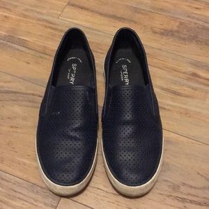 Navy Blue Sperry Top Sliders Slip On